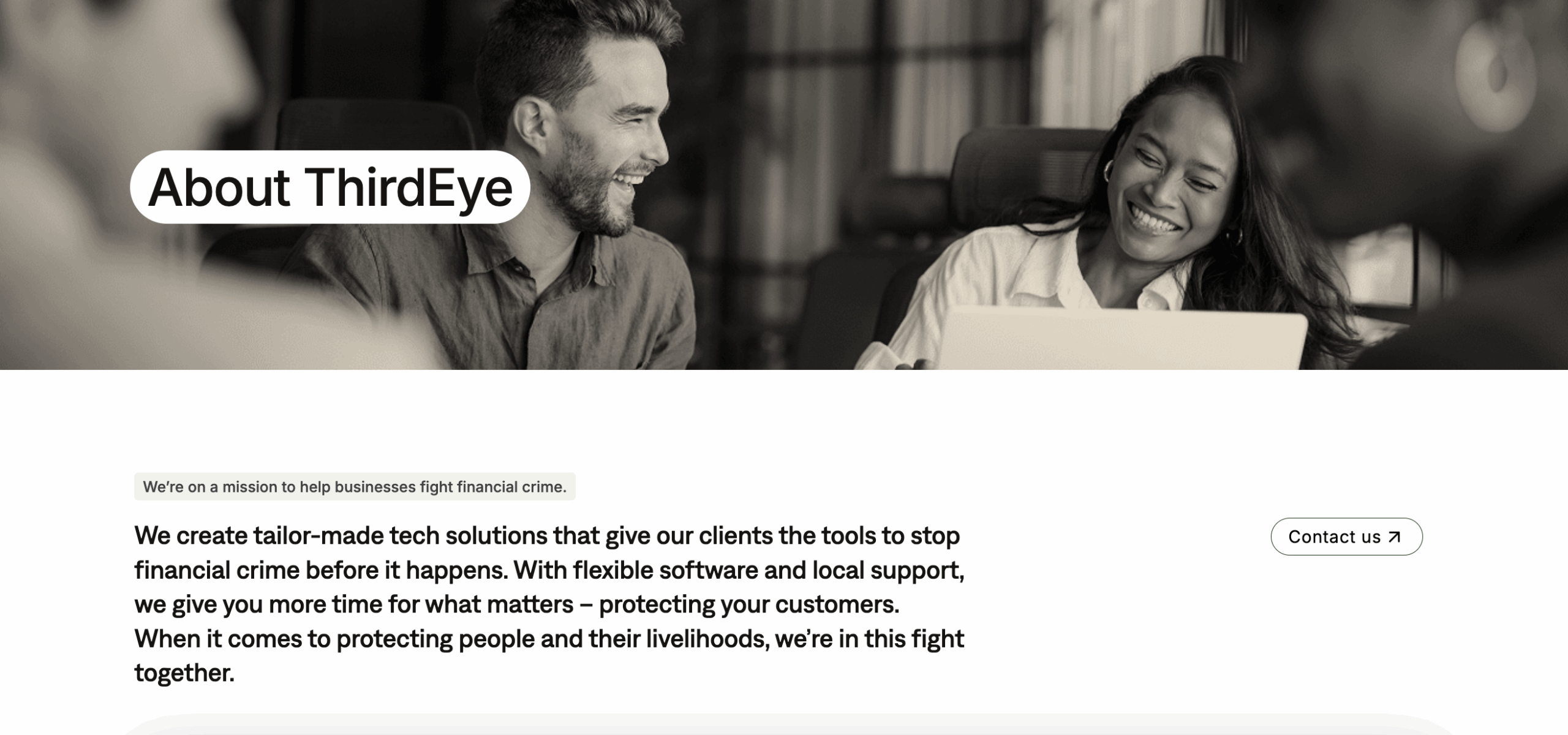 Screenshot of jade ThirdEye website after brand positioning