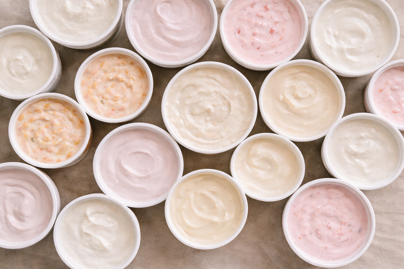 Selection of yoghurts